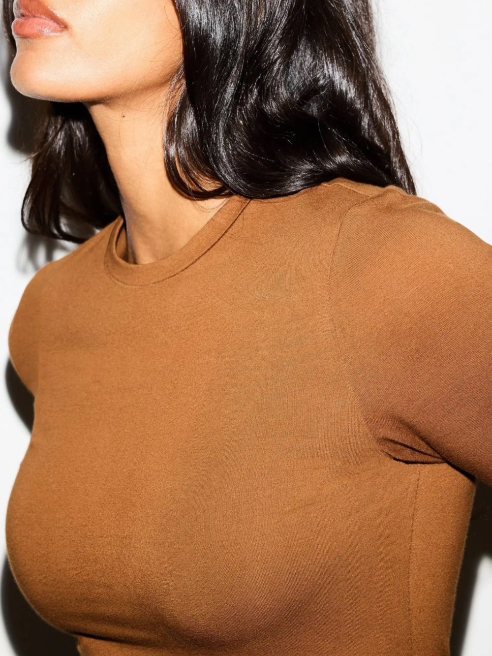 SKIMS NWT Cotton Jersey Long Sleeved T-Shirt - Chai - Picture 4 of 6